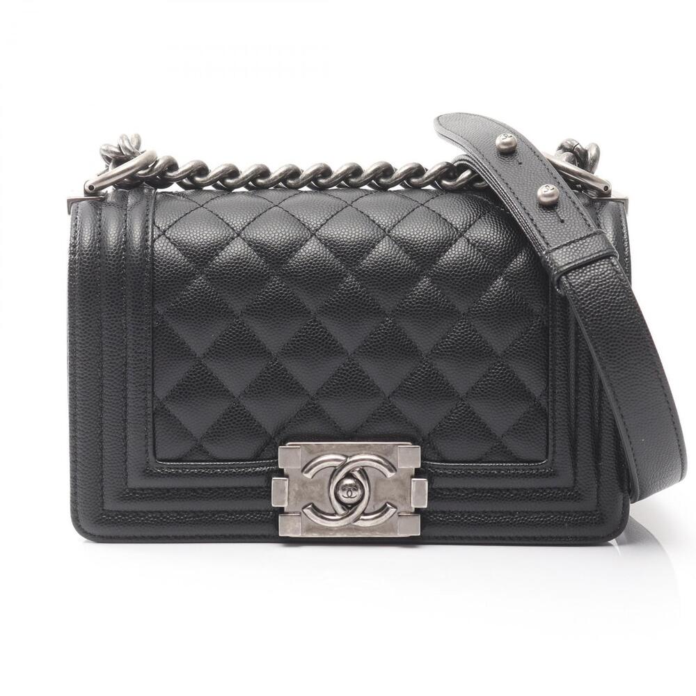 Chanel Boy Shoulder Bag Caviar Leather Grained Calfskin Black